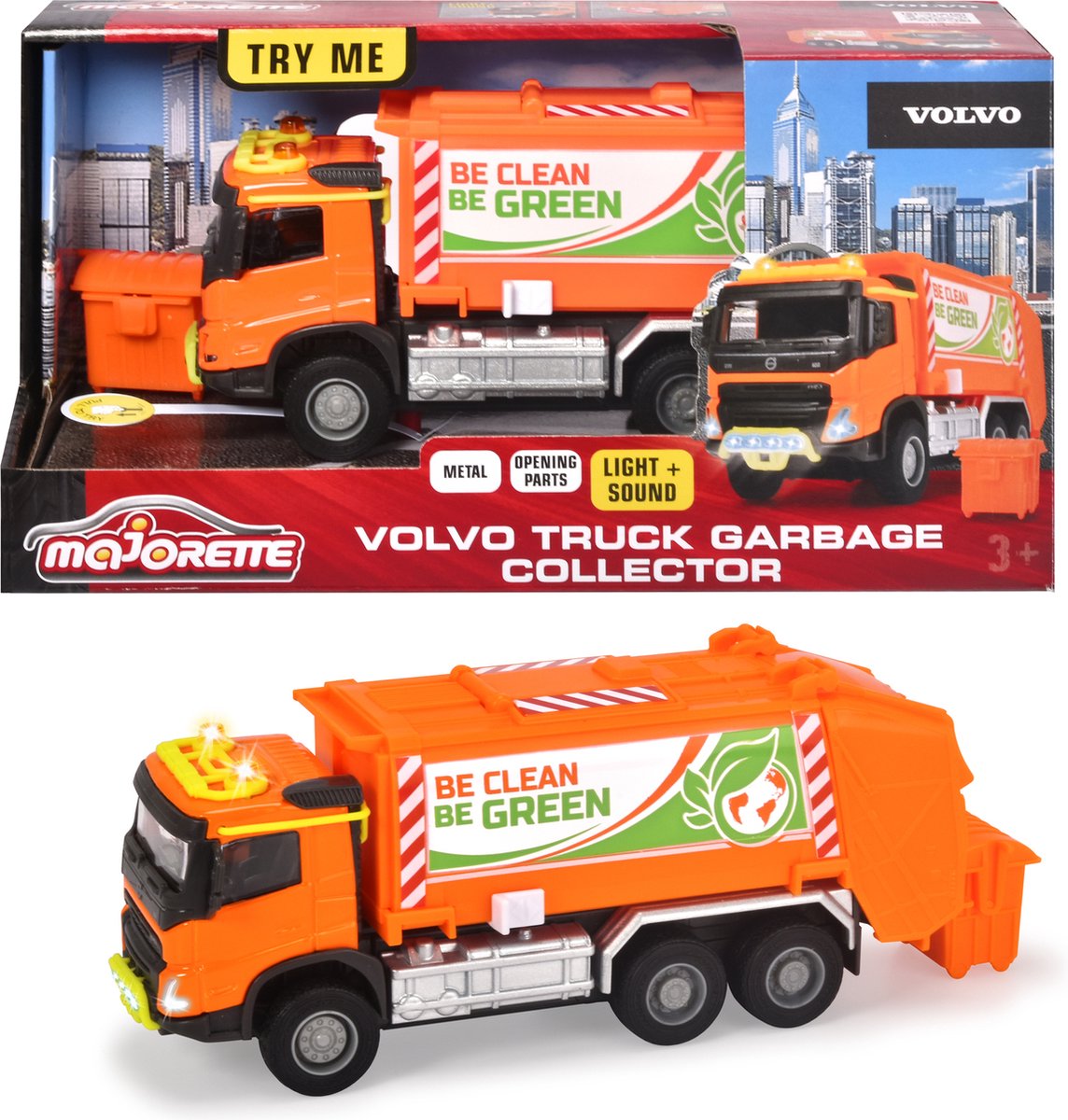 Majorette Grand Series - Truck poubelle Volvo Truck - Métal - Son et  lumière - 18 cm 