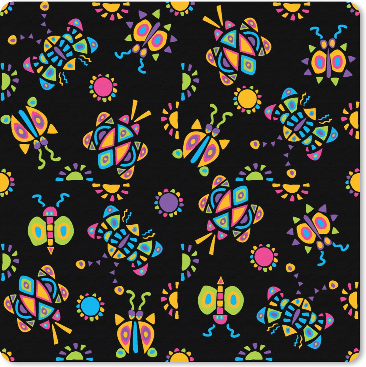 Muismat XXL - Bureau onderlegger - Bureau mat - Vlinder - Patroon - Insecten - 50x50 cm - XXL muismat