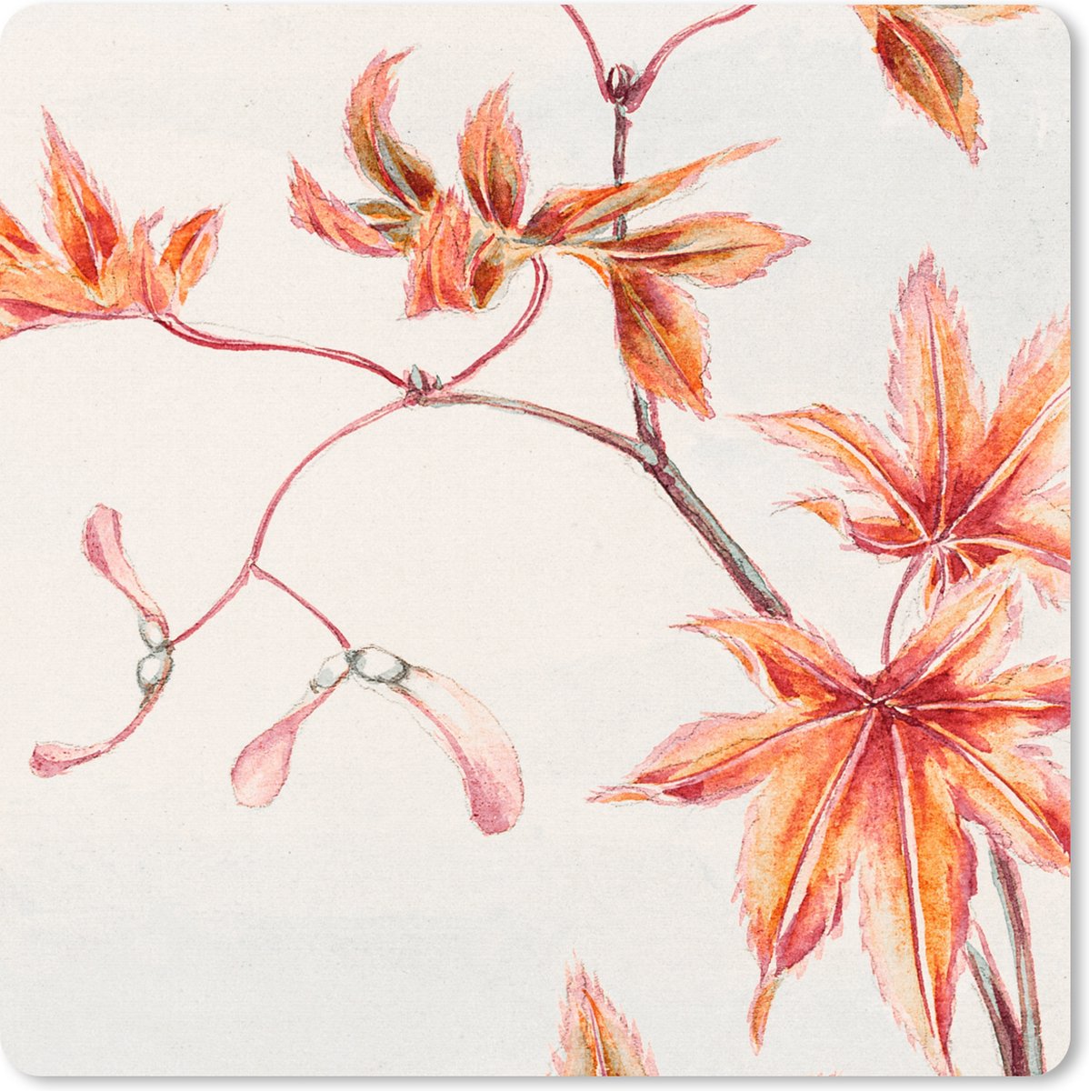Muismat XXL 60x60 cm - Bureau onderlegger - Bureau mat Japan - Esdoorn - Herfst - Vintage - Bureaumat - Gaming mousepad xl - Bureaulegger groot - Computer deskmat