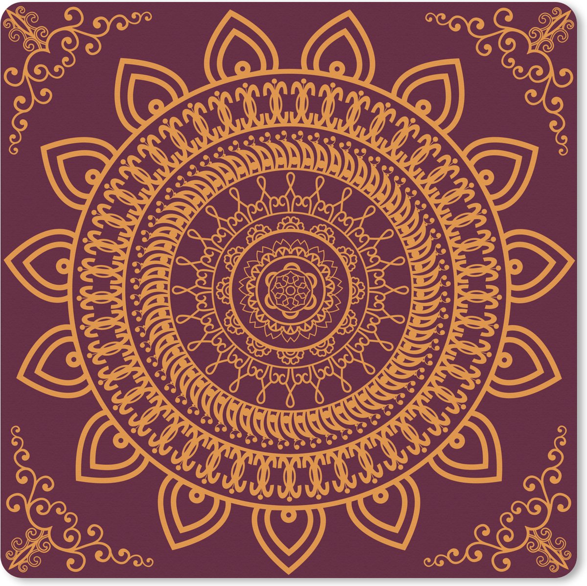 Muismat XXL 50x50 cm - Bureau onderlegger - Bureau mat Mandala symmetrie - Bureaumat - Gaming mousepad xl - Bureaulegger groot - Computer deskmat
