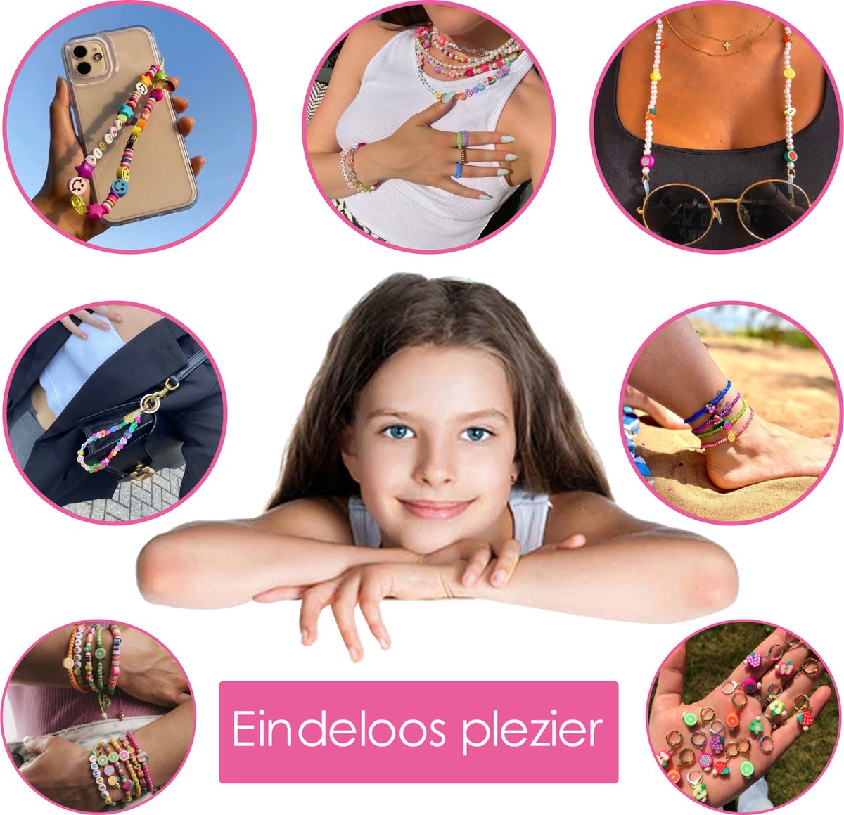 Behave Polymeer Kralen Set - Knutselen Meisjes - Klei Kralen - 615-Delig - 10 mm — afbeelding 4