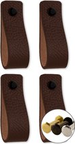 Poignées en cuir - Marron - 4 pièces - 16,5 x 2,5 cm | avec 3 vis de couleur par poignée en cuir