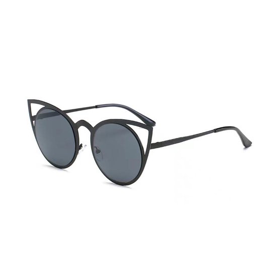 Freaky Glasses - Zonnebril rond met kattenoortjes - Festivalbril - Bril - Feest - Glasses - Heren - Dames - Unisex - Kunststof - zwart van Freaky Glasses — afbeelding 2