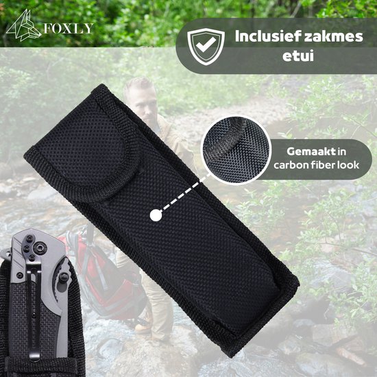FOXLY® Zakmes outdoor - Jachtmes - Survival mes - Carbon fiber - 22 cm - Storm X85 - FOXLY