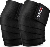 U Fit One 2 Stuks Knee wraps - Zwart Knie Wraps - Powerlifting - Kniebraces - Kniebandage - Knie bescherming krachttraining - Fitness