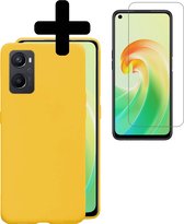 Hoesje Geschikt voor OPPO A76 Hoesje Siliconen Case Met Screenprotector - Hoes Geschikt voor OPPO A76 Hoes Siliconen - Geel