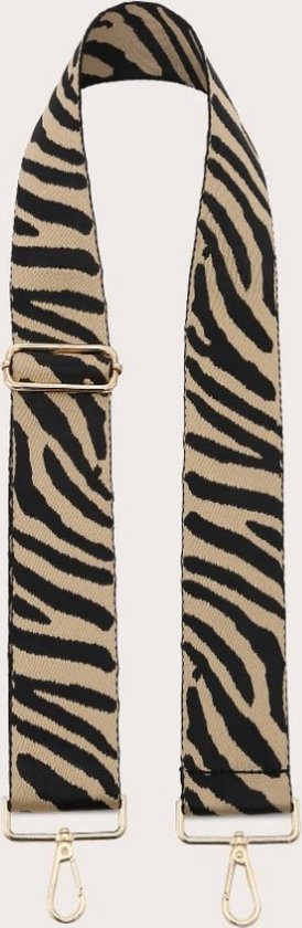 theFATstrap – Bagstrap – Tassenriem – Shouderriem Tassenhengsel – Schouderband – Tasriem – Zebra – Beige – Zwart – Goud