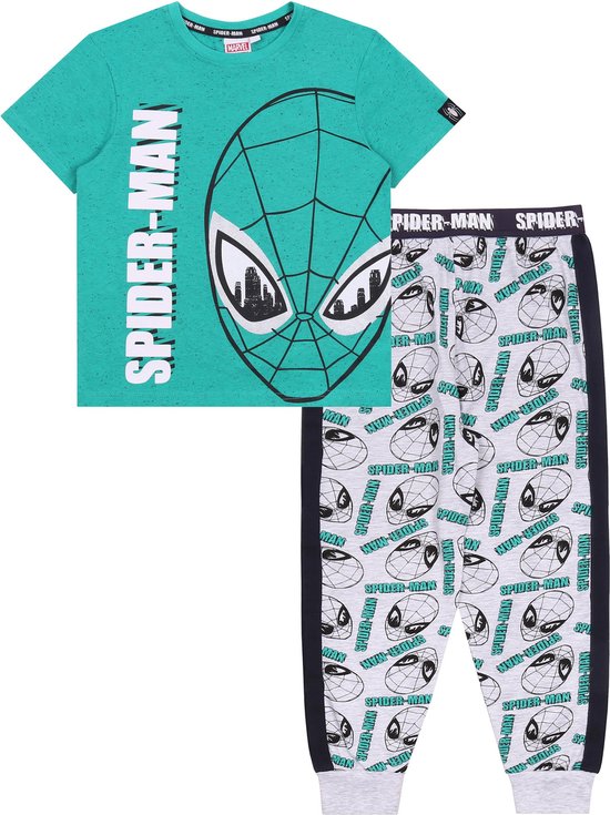 Groen-grijze pyjama voor jongens met korte mouwen - SPIDER-MAN Marvel