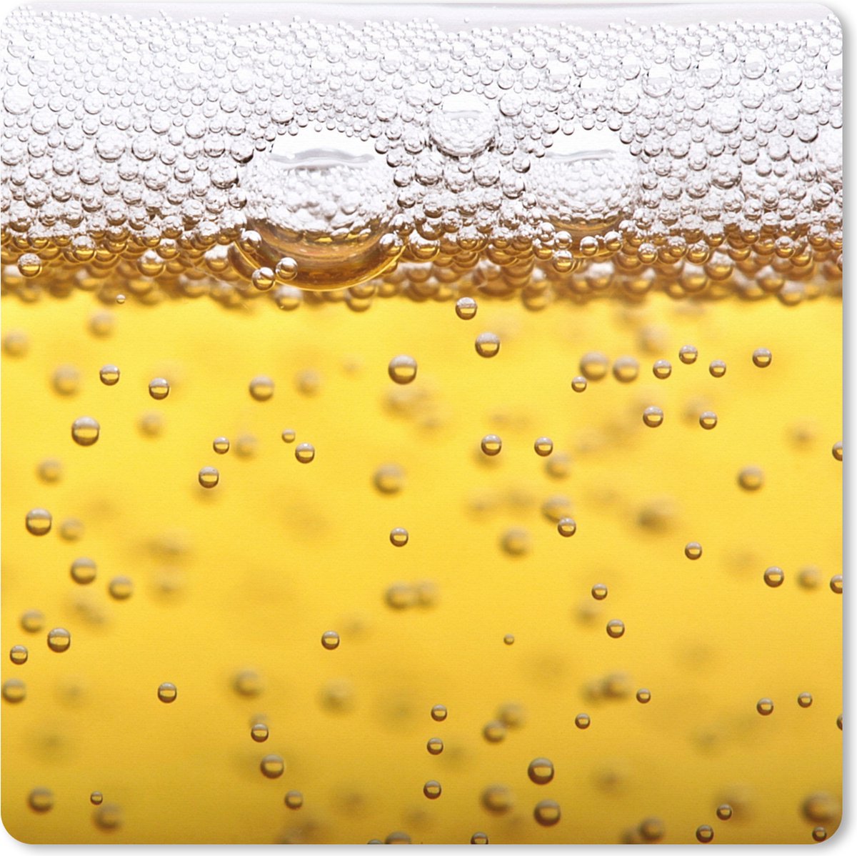 Muismat XXL 50x50 cm - Bureau onderlegger - Bureau mat Bierbubbels in glas met bier - Bureaumat - Gaming mousepad xl - Bureaulegger groot - Computer deskmat
