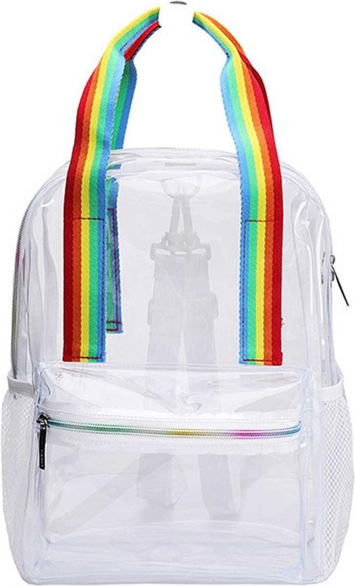 Piuluvor® 3 stuks transparante rugzak, transparante gymtas, waterdichte tas met trekkoord, pvc, transparant, klein met trekkoord, uniseks, 34 x 45 cm, rood, 34 × 45cm