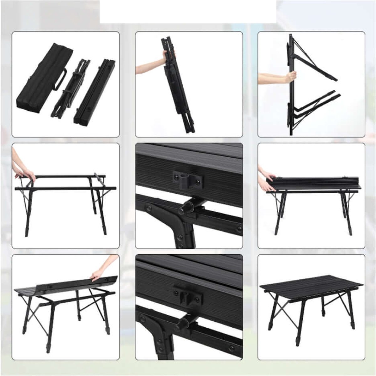 Draagbare campingtafel, ultralichte opvouwbare kleine compacte picknicktafel voor buiten, barbecue, picknick, koken, wandelen, vissen (groen