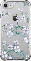 Smartphone hoesje iPhone SE 2022/2020 | iPhone 8/7 Siliconen Hoesje met transparante rand Blossom White