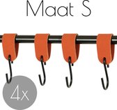 4x S-haak hangers - Handles and more® | SUEDE BRICK - maat S (Leren S-haken - S haken - handdoekkaakje - kapstokhaak - ophanghaken)
