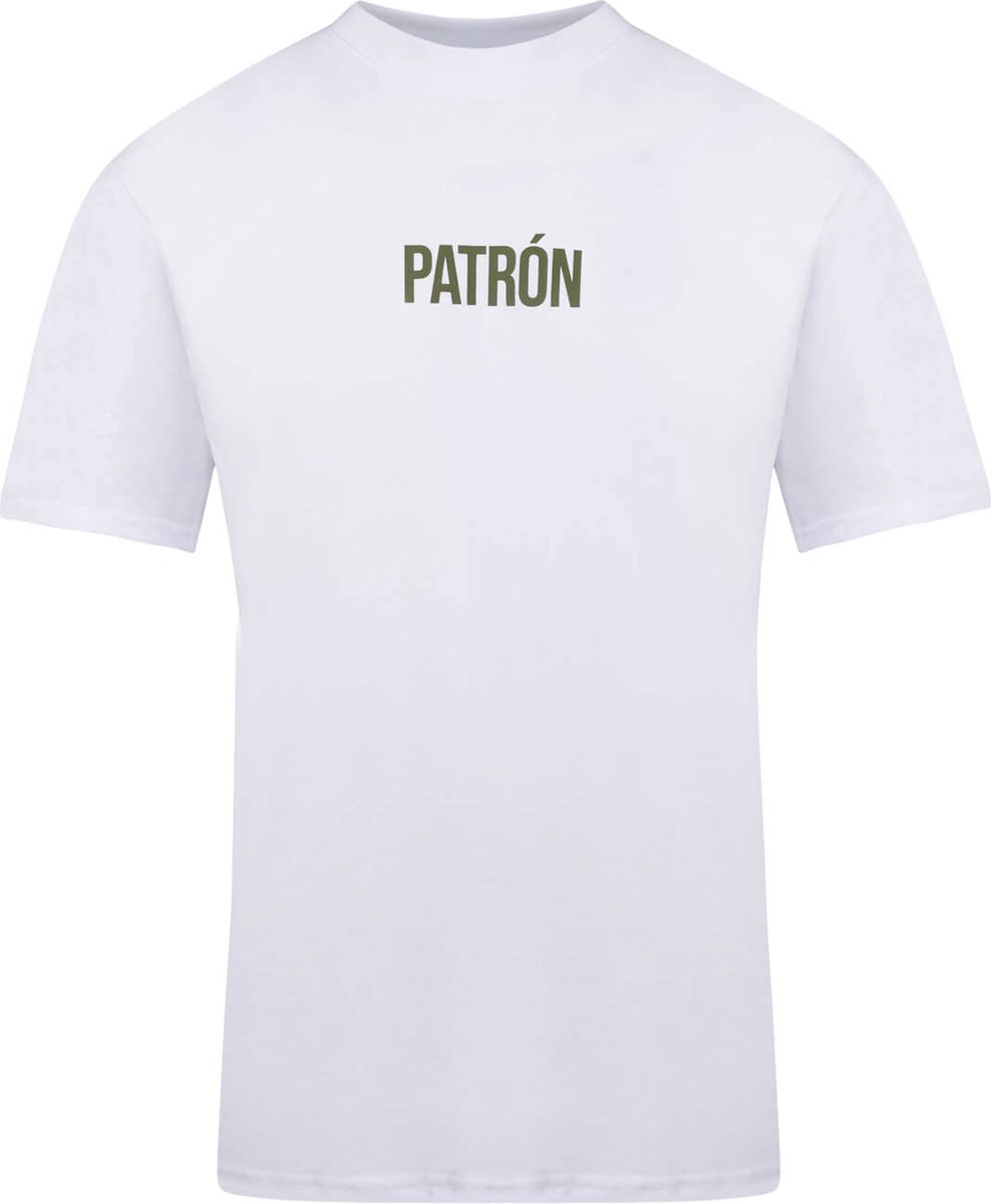 Patrón Wear - T-shirt - Oversized Brand T-shirt White/Green - Maat XXL