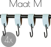 4x Leren S-haak hangers - Handles and more® | LICHTBLAUW - maat M (Leren S-haken - S haken - handdoekkaakje - kapstokhaak - ophanghaken)