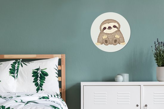 Illustration pour enfants d'une assiette en plastique cercle mural Happy Sloth ⌀ 30 cm - impression photo sur cercle mural / cercle vivant (décoration murale)