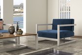 Zenio Olympos loungeset - 4-delig - Wit - Marineblauwe stof - voor 4 personnen