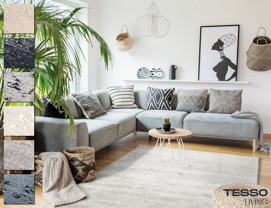 Tapis Salon à Poils Courts Crème Rond 155 cm, Tapis Chambre Moderne, Tapis de Sol Super Doux