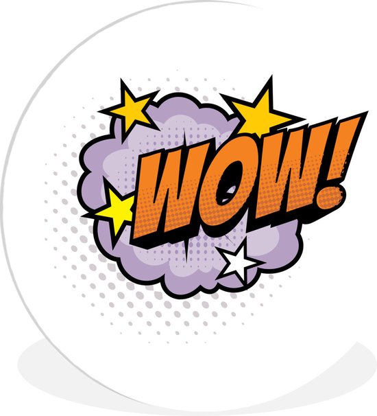 Cercle mural - Cercle mural à l'intérieur - Bulle de dialogue violette ''wow!'' sur fond blanc - ⌀ 30 cm - Décoration murale - Peintures Ronds