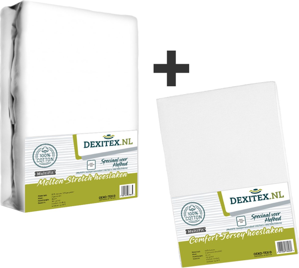 Dexitex 1 x Molton & 1 x Hoeslaken WIT / Geschikt voor Hefbed Camper