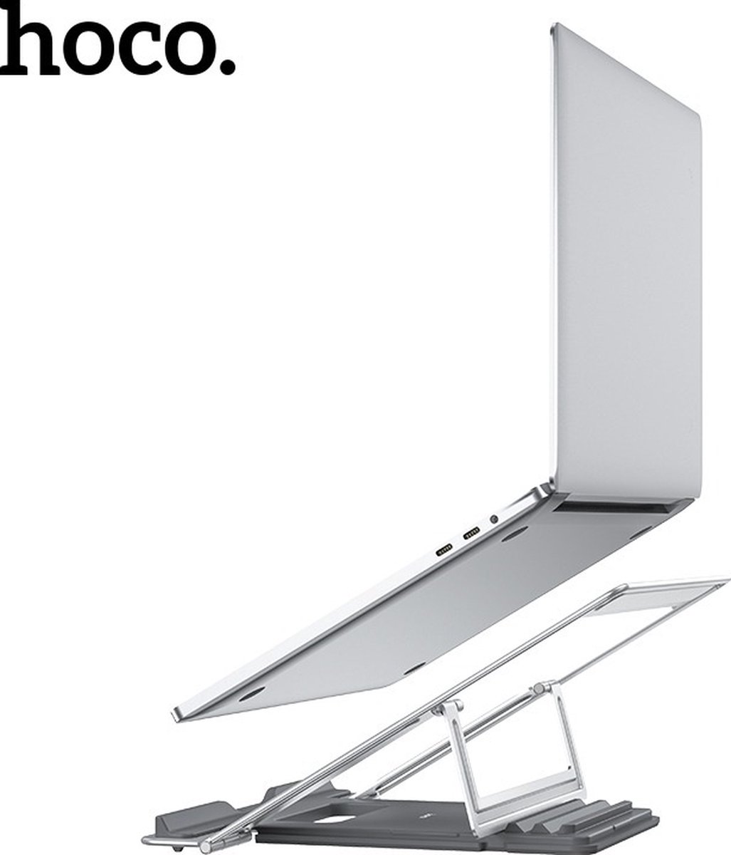 Hoco. PH37 Aluminium Laptopstandaard - Opvouwbaar - Siliconen anti-slip - Hoek van 19 - 30 graden
