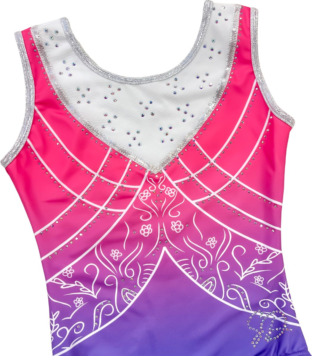 Sparkle&Dream Turnpakje Mindy Roze Lila - AXL maat S/M - Gympakje voor turnen, acro, trampoline en gymnastiek.