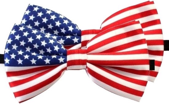 Verkleed vlinderstrikje - 2x - landen thema - USA/Amerika - rood/wit/blauw - Amerikaanse vlag
