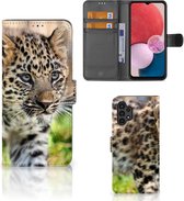 Coque Samsung Galaxy A13 (4G) Cuir PU Protection Etui Housse pour Bébé Leopard