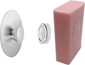 Bobbels & Putten - magnetische zeephouder - met zelfklevende sticker - conisch model - douche - zeepmagneet - RVS - zonder boren