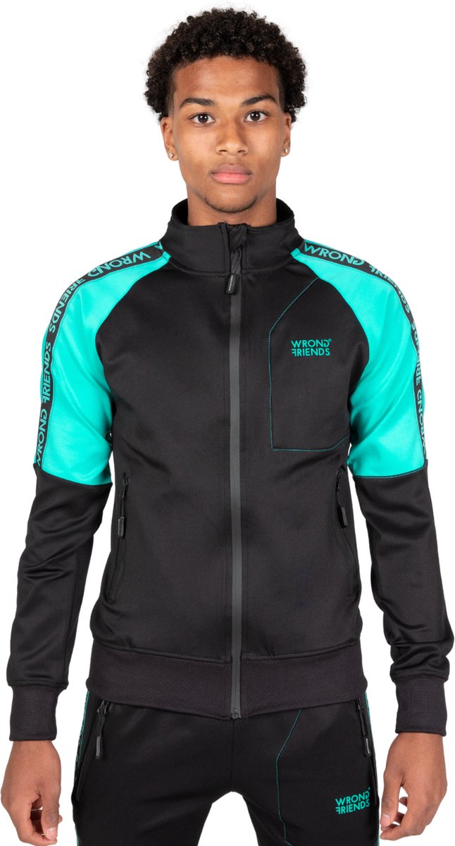 WRONG FRIENDS - LYON TRACK JACKET - BLACK/TURQUOISE - SMALL