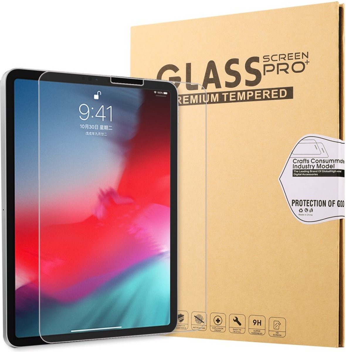 Apple iPad Pro 12.9'' 3th generation (2018) Screenprotector - Glas - Bescherming - Telehoesje - 12.9 inch - 2018 - nieuw