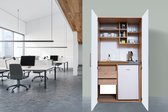 Goedkope keuken 104  cm - mini keuken met apparatuur Peter - Eiken/Wit - elektrische kookplaat  - koelkast          - kleine keuken - compacte keuken - keukenblok met apparatuur