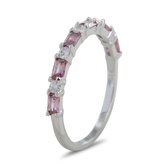 Silventi 9SIL-22307 Zilveren Ring met Zirkonia - Dames - Zirkonia - Rond - Wit - 2 mm - Baquette - Roze - 2 x 3,5 mm - Maat 54 - Rhodium - Zilver