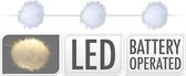 2x Led lichtsnoeren met 20 sneeuwballen lampjes van 2,5 cm op batterijen 190 cm - Met timer - Kerstverlichting