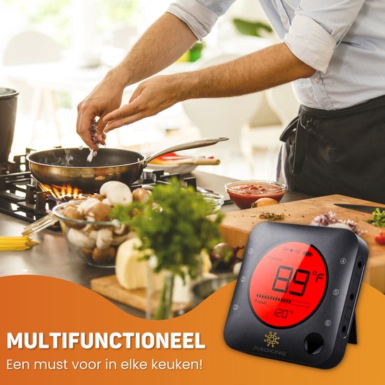 PROKING Vleesthermometer -  BBQ en Oven Thermometer - Temperatuurmeter - Koken - Draadloos - Inclusief App & Batterijen