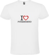 T shirt Wit avec imprimé 'I love Purmerend' imprimé Zwart / Rouge taille XL