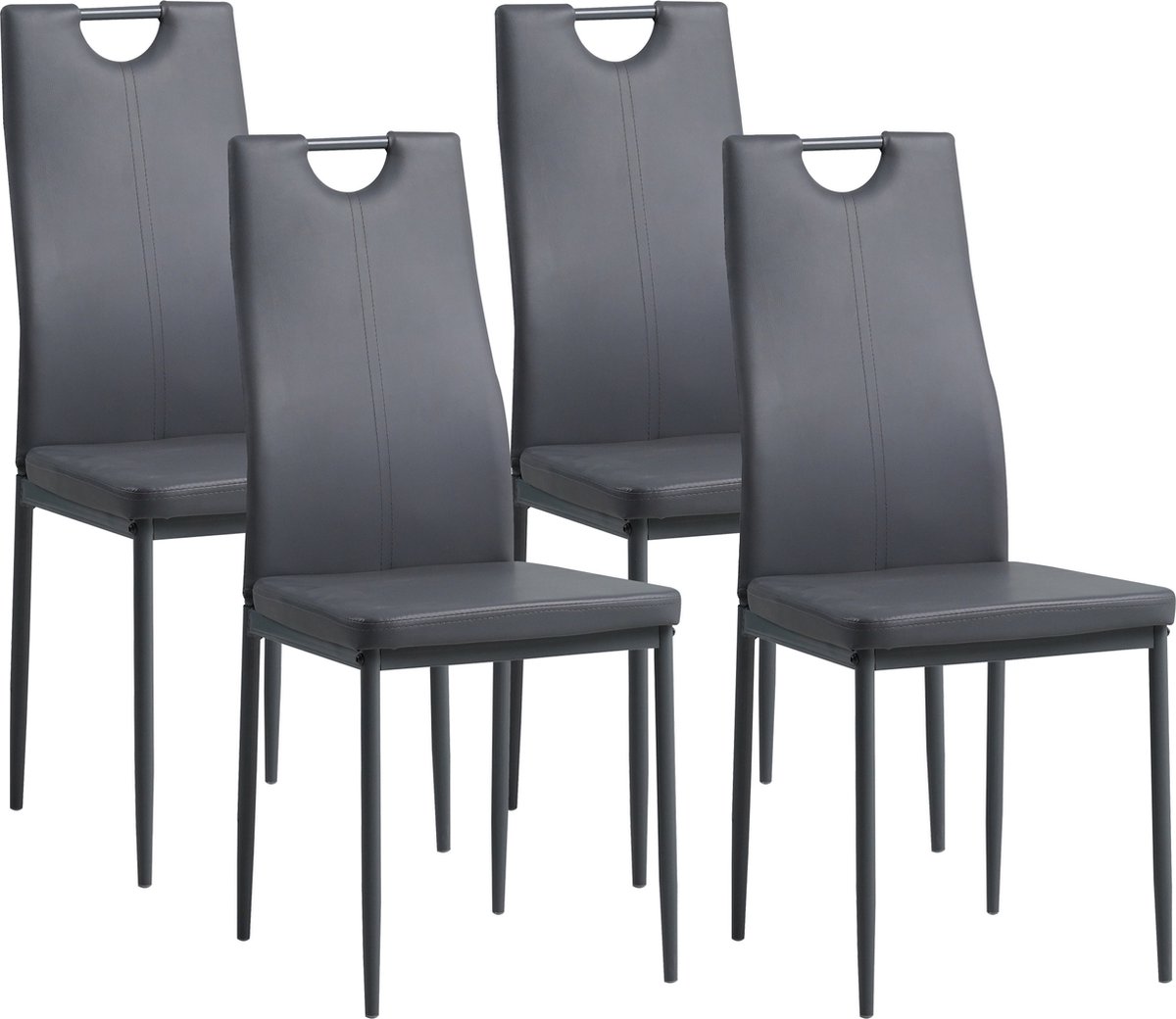 ALBATROS Eetkamerstoel Salerno Set van 4, Grijs - Stijlvol Italiaans Ontwerp, Kunstleer Bekleding, Comfortabele Gestoffeerde Stoel - Moderne Keukenstoel, Eetkamerstoel of Eettafelstoel