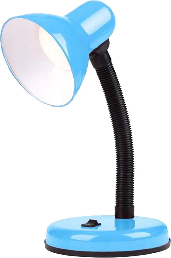 Lampe de bureau LED - Velvin Brin - Douille E27 - Interrupteur marche/arrêt - Bras flexible - Blauw