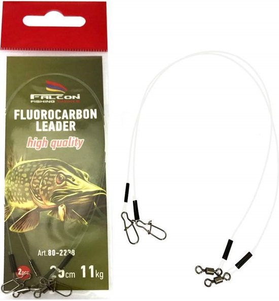 Foto: Falcon fluorocarbon leader 9kg 25cm 2 stuks roofvis fluorcarbon onderlijn kunstaas onderlijn