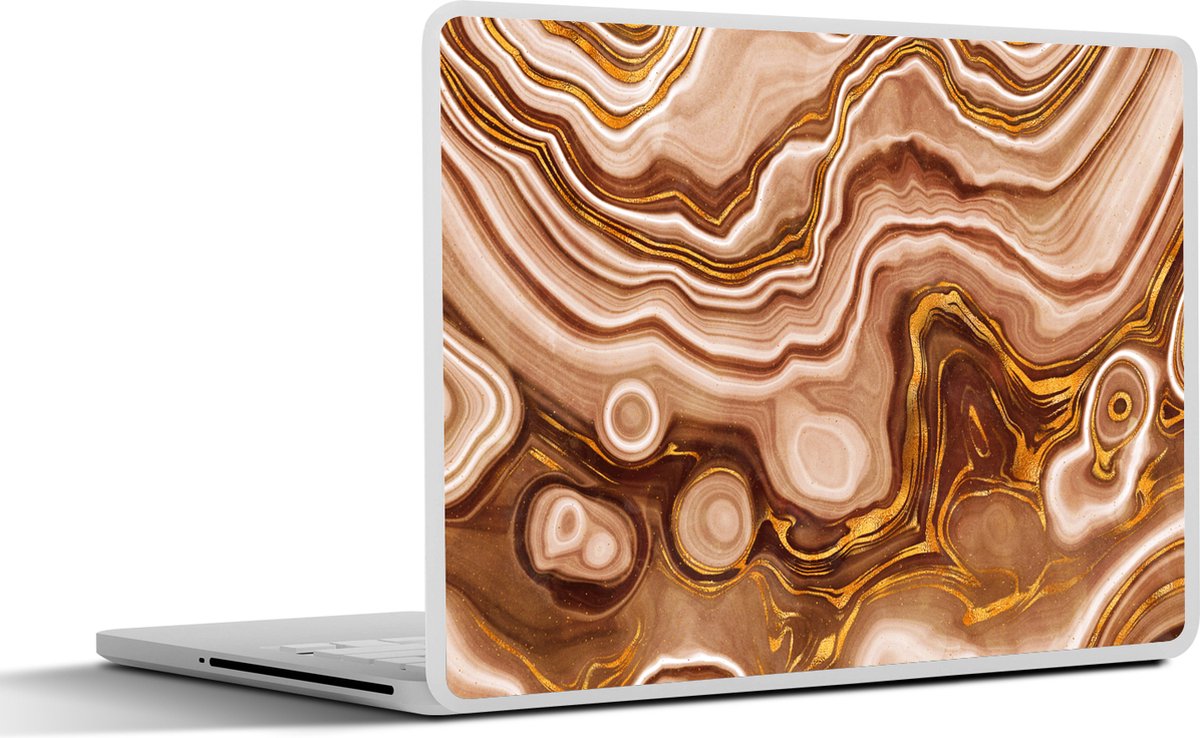 Laptop sticker - 13.3 inch - Goud - Agaat geode - Stenen - Bruin - 31x22,5cm - Laptopstickers - Laptop skin - Cover
