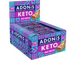 Adonis Keto Protein Bars - Crunchy Hazelnut Chocolate - Eiwitrepen - Keto - Vegan - 16 repen (720 gram)