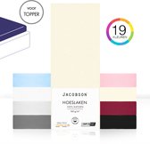 Jacobson - Hoeslaken Topper – 100% Jersey Katoen – 180x200 cm – Natural / Crème
