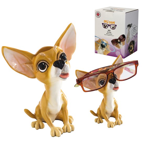 MadDeco - ludieke brillenstandaard Chihuahua pup - polystone - 14 cm hoog - onze kleine vriendjes - brillenhouder