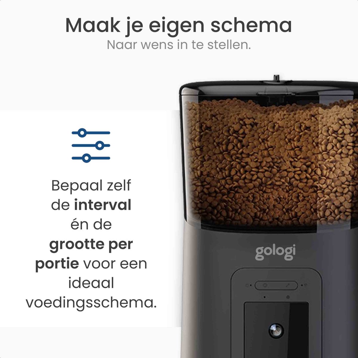 Afbeelding 2 van Gologi Automatische voerbak kat - Voerbak - Voerautomaat voor honden & katten - Voerdispenser - Met Full HD camera - Met app - Zwart