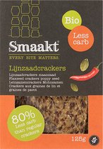 Smaakt Less carb lijnzaadcracker maanzaad biologisch (Doos met 5 verpakkingen van 125 gram) NL-BIO-01