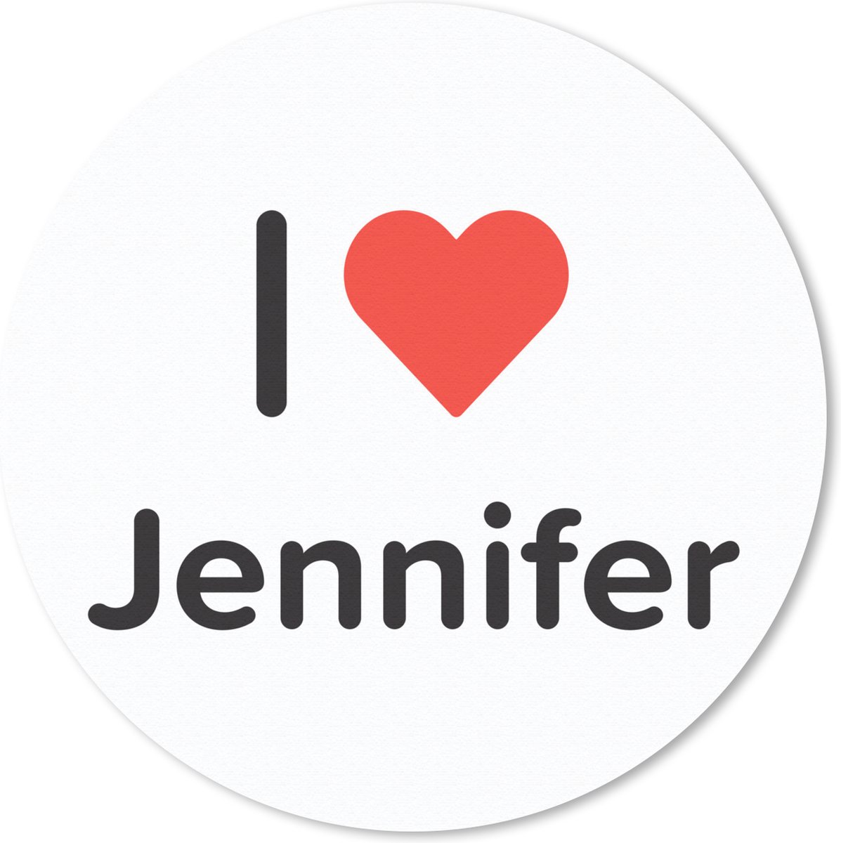 Muismat rond 20x20 cm - Mousepad I love - Jennifer - Meisje - Ronde muismatten