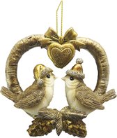 Clayre & Eef Kersthanger Vogel 8 cm Goudkleurig Kunststof Kerstbal