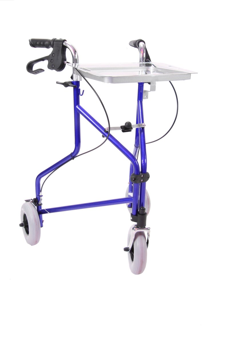 Premis Delta Drie-Wiel Rollator – Lichtgewicht 6,45 kg – Opvouwbare 3 Wiel Rollator – Inclusief Frame en Dienblad – Verstelbaar 84-102 cm – Wendbare Rollator voor Binnen en Buiten