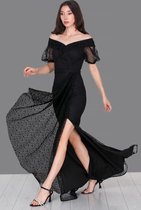 HASVEL-Glitter Jurk - Avond jurk - Feestjurk - Maxi Zwarte jurk - Dames Feestjurk -Galajurk- Maat XL-HASVEL-Glitter Dress - Evening dress - Party dress - Maxi Black dress - Ladies Party dress -Prom dress - Size XL