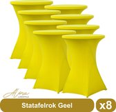 Statafelrok geel 80 cm - per 8 - partytafel - Alora tafelrok voor statafel - Statafelhoes - Bruiloft - Cocktailparty - Stretch Rok - Set van 8